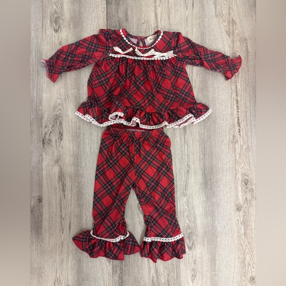 Marie Nicole Charming Holiday Red Plaid Kids Pajama Set